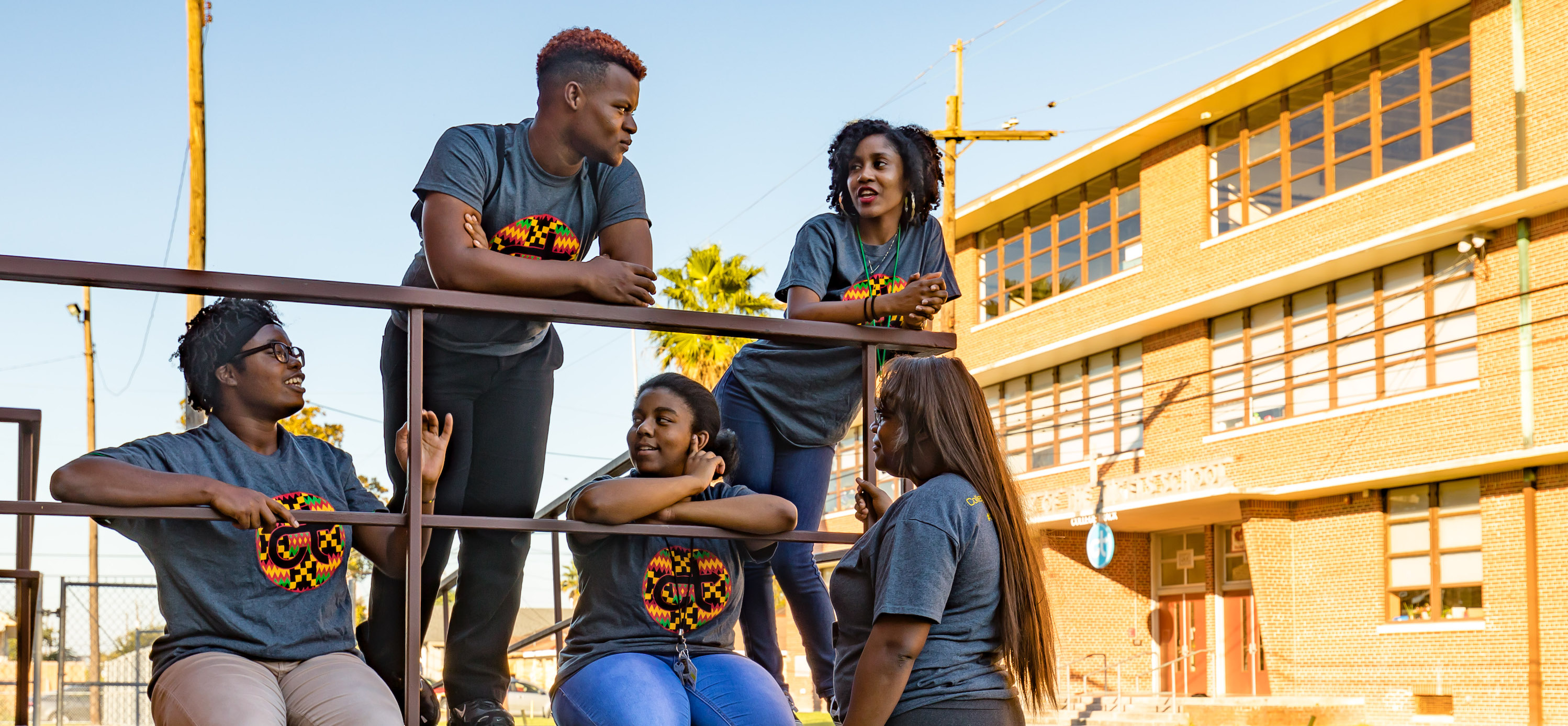 College Track New Orleans students stand outside